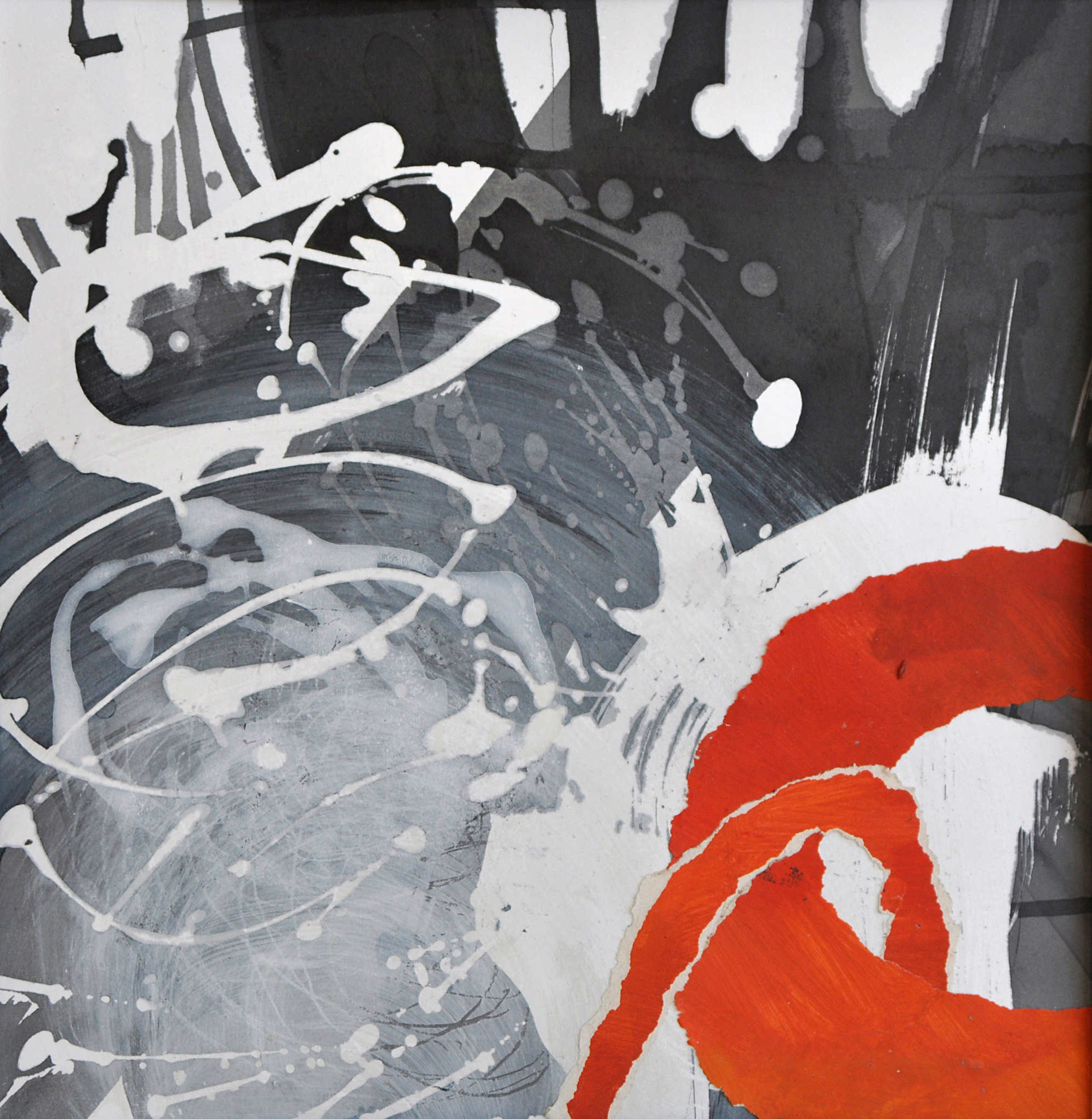 Verschlingung Orangerot | 2021 | Mischtechnik/Collage auf Karton | 28 x 28 cm