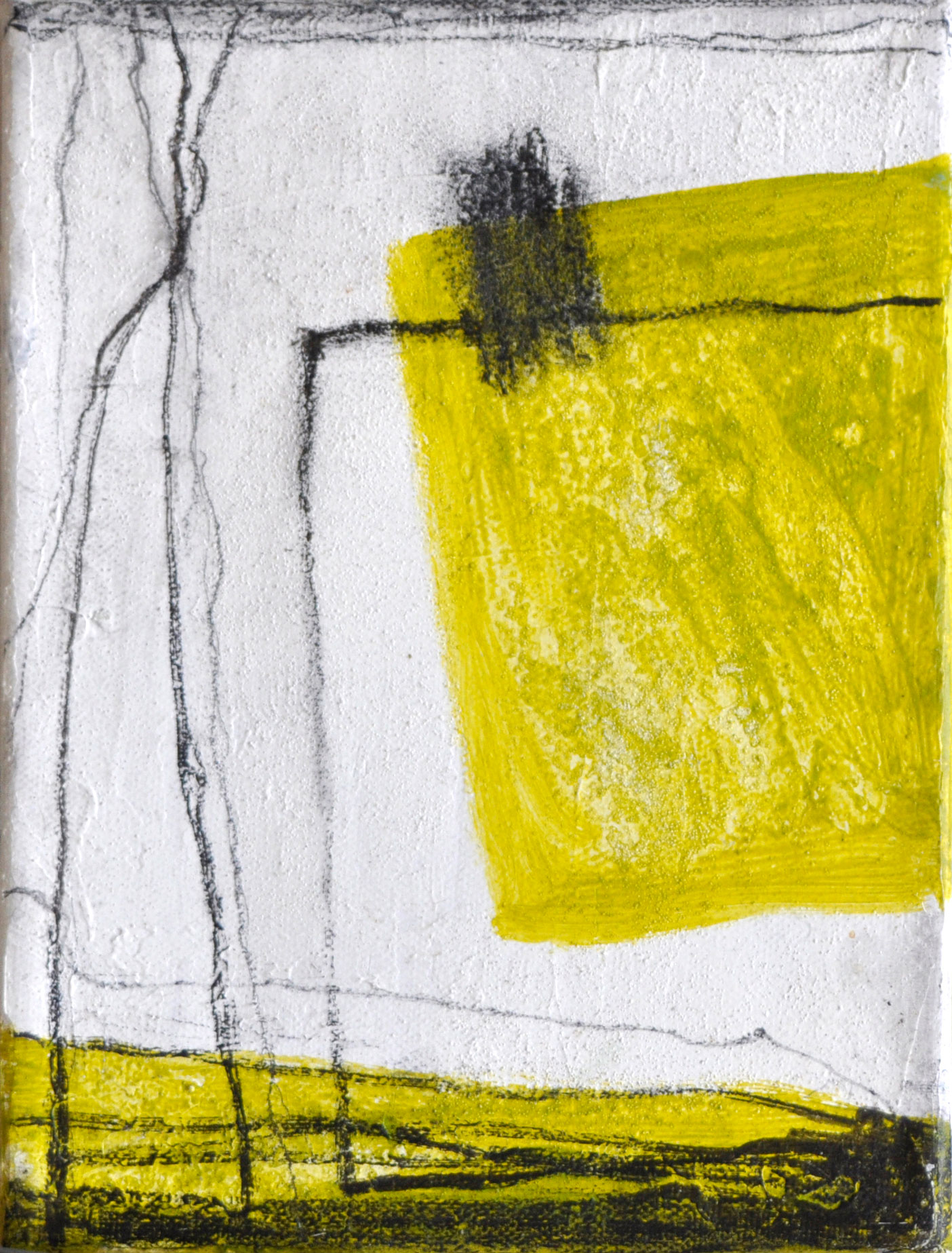 Quadrat hellgrün | 2012 | Acrylfarbe + Kohle auf Leinwand | 18 x 24 cm