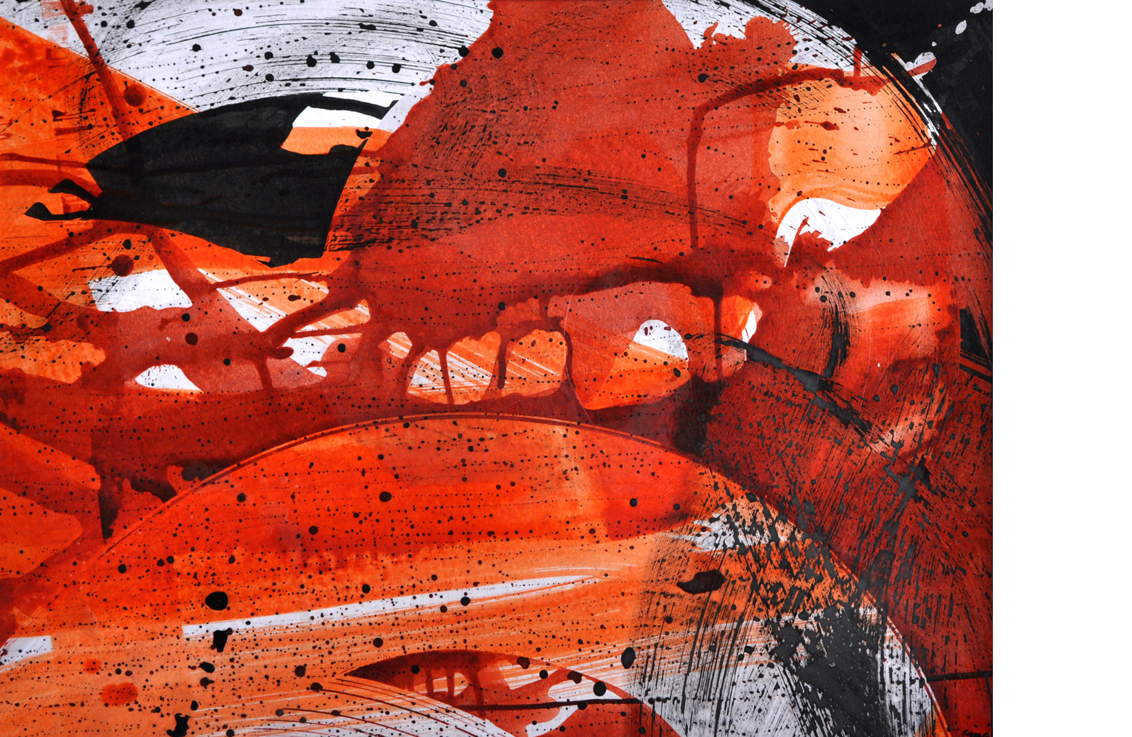 Athmosphäre Rot/Orange | 2020 | Wachs/Tusche auf Karton | 49 x 37 cm