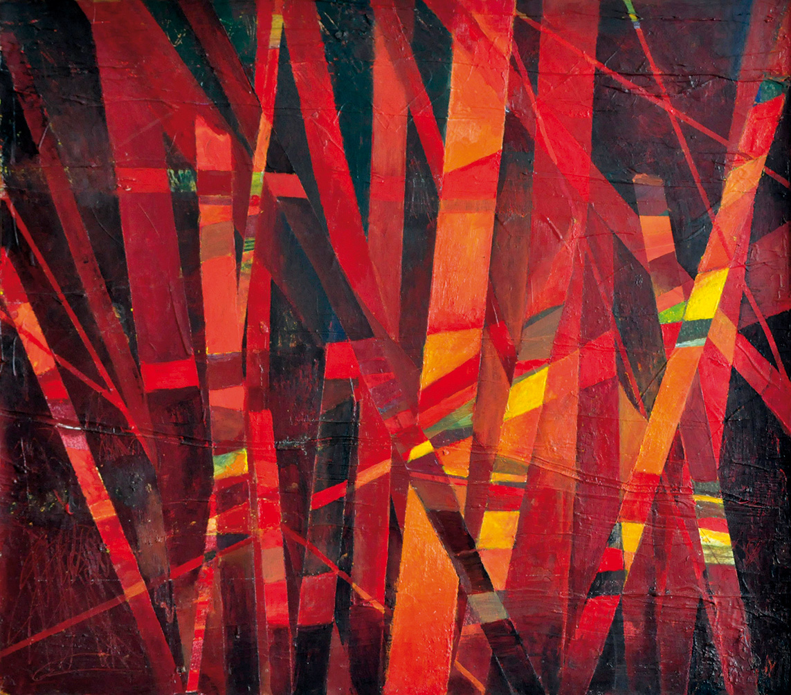 Gehölz (rot) | 2019 | Acryl auf Karton | 65 x 75 cm